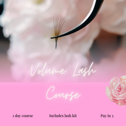 Volume Lash Course Cover. 1 day course. Pay in 3 installments